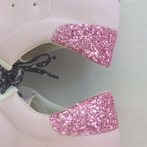 NIB Miracle Miles Skylar Glitter Star Converse Sneakers 7.5 Pink Lace Up - Picture 9 of 16